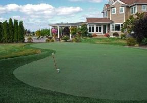 Southwest Greens Seattle Synthetic Grass for the home lawn with putting area and natural landscape 3