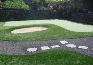 Southwest Greens synthetic turf golf bunker with landscape 10